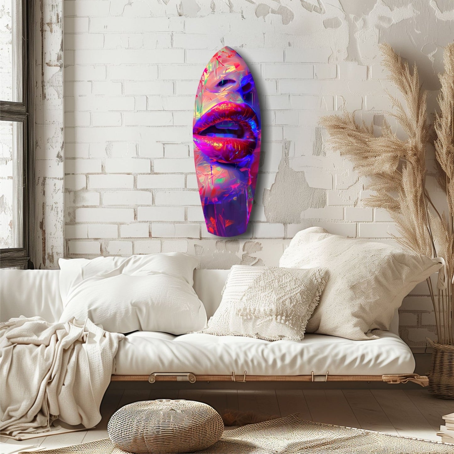 Colorful Lips Glass Wall Art