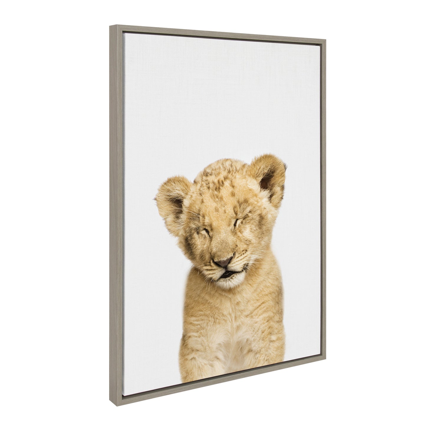 Sleepy Lion Framed Canvas Wall Art, Safari Nursery Decor