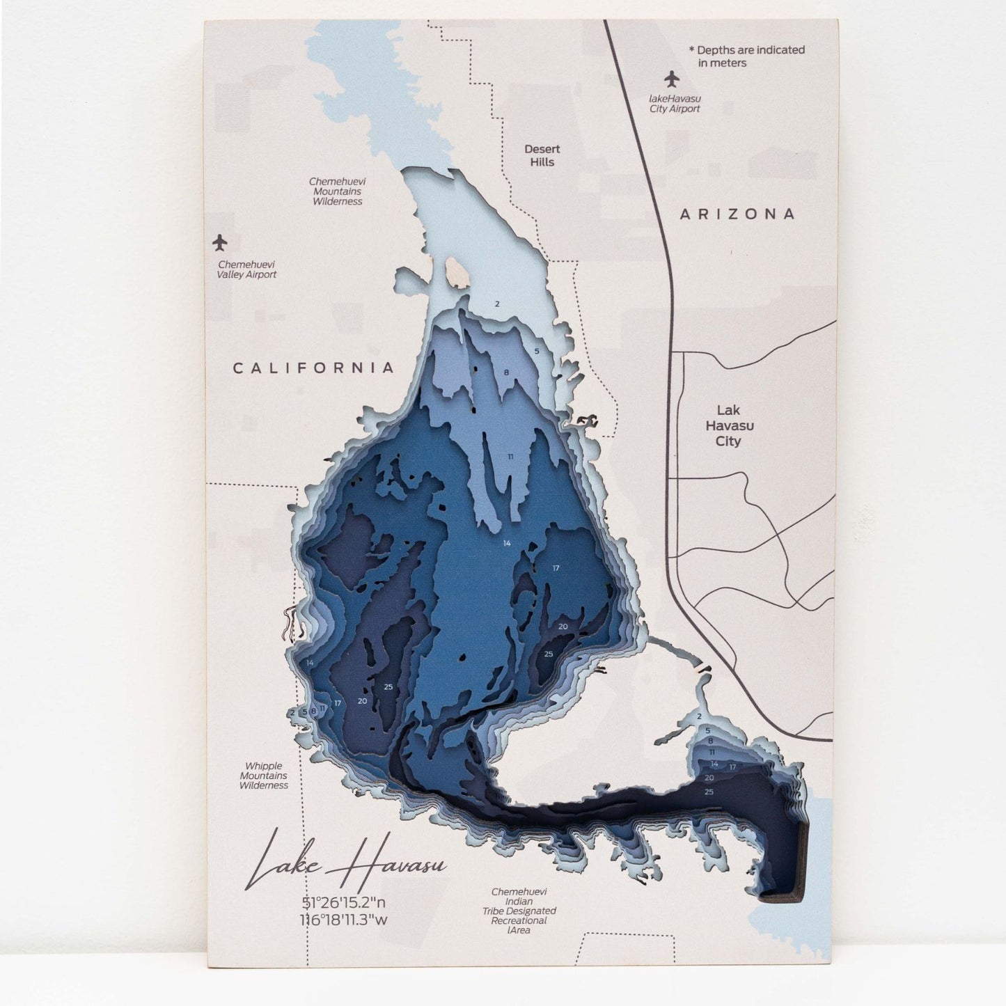 Wooden Lake Havasu Map Wall Art