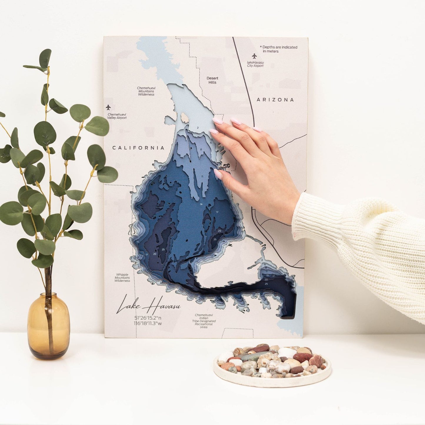 Wooden Lake Havasu Map Wall Art