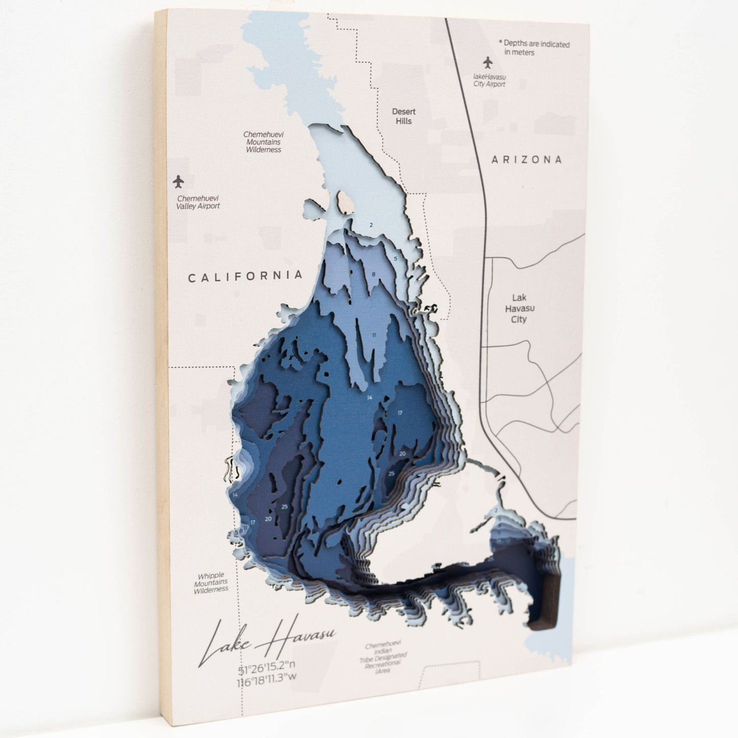 Wooden Lake Havasu Map Wall Art