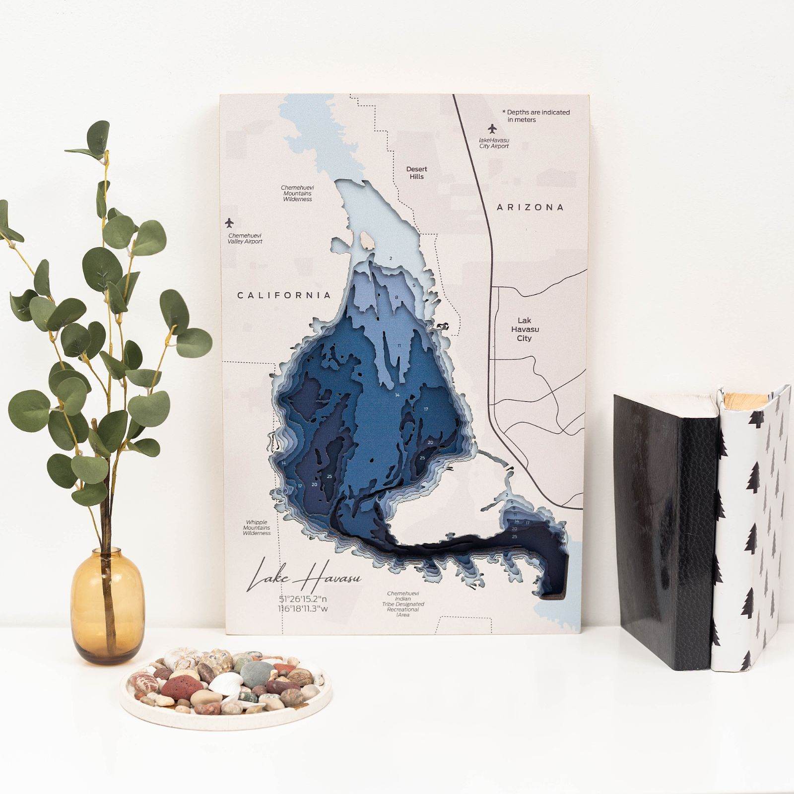 Wooden Lake Havasu map wall art