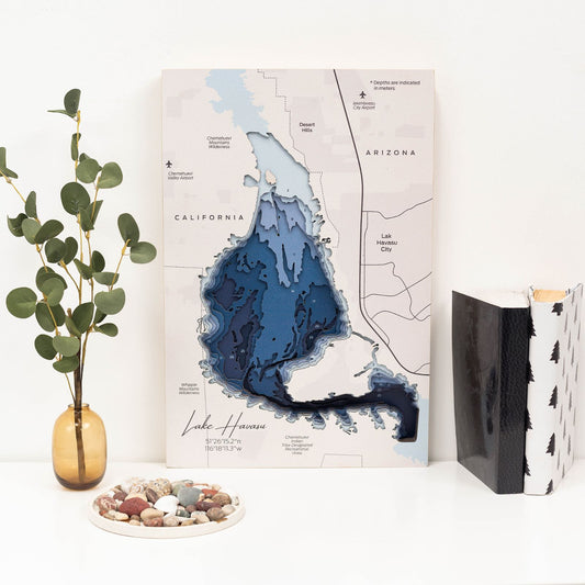 Wooden Lake Havasu map wall art