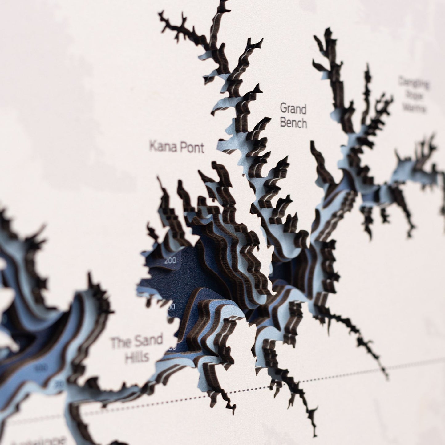 Wooden Lake Powell Map Wall Art