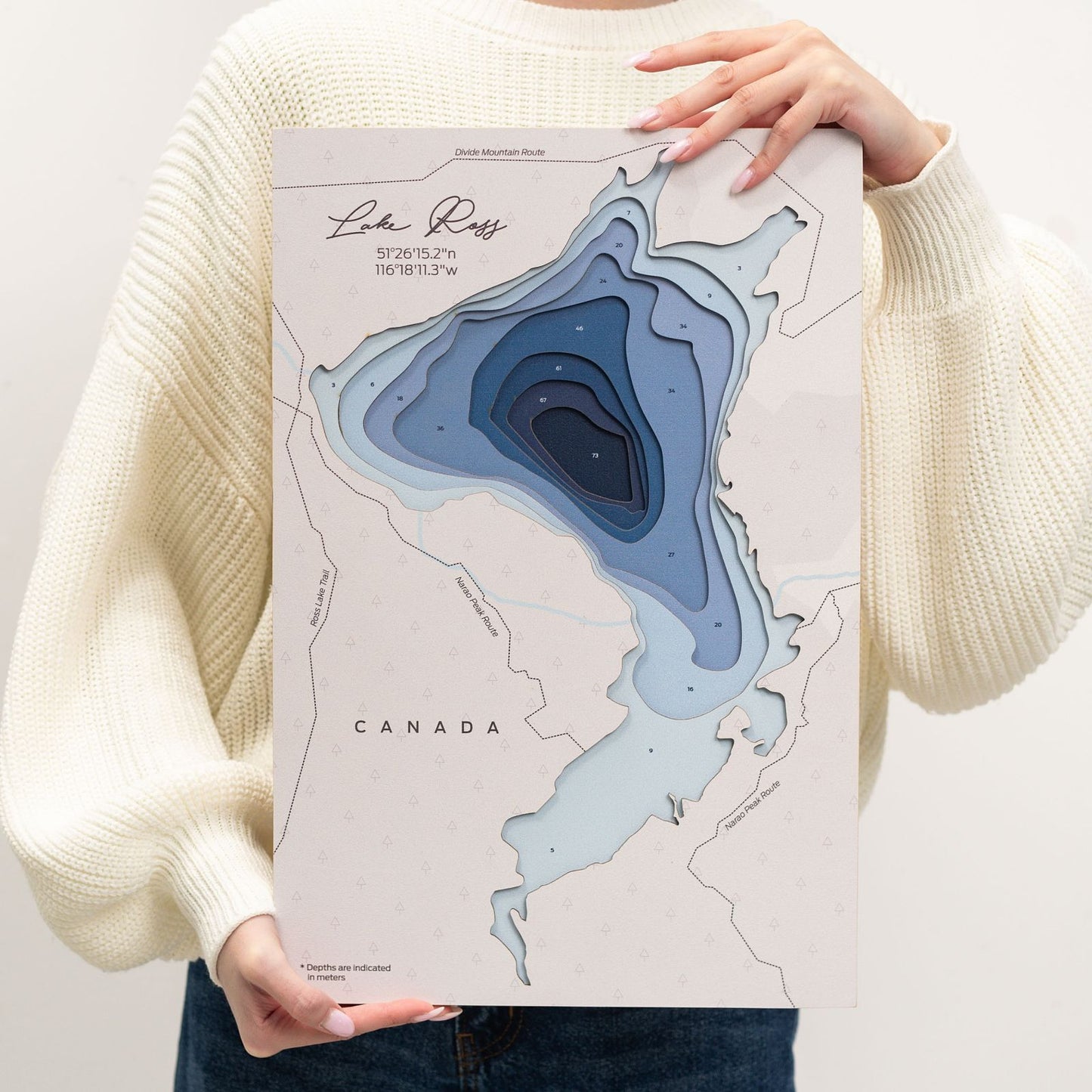 Wooden Lake Ross Map Wall Art