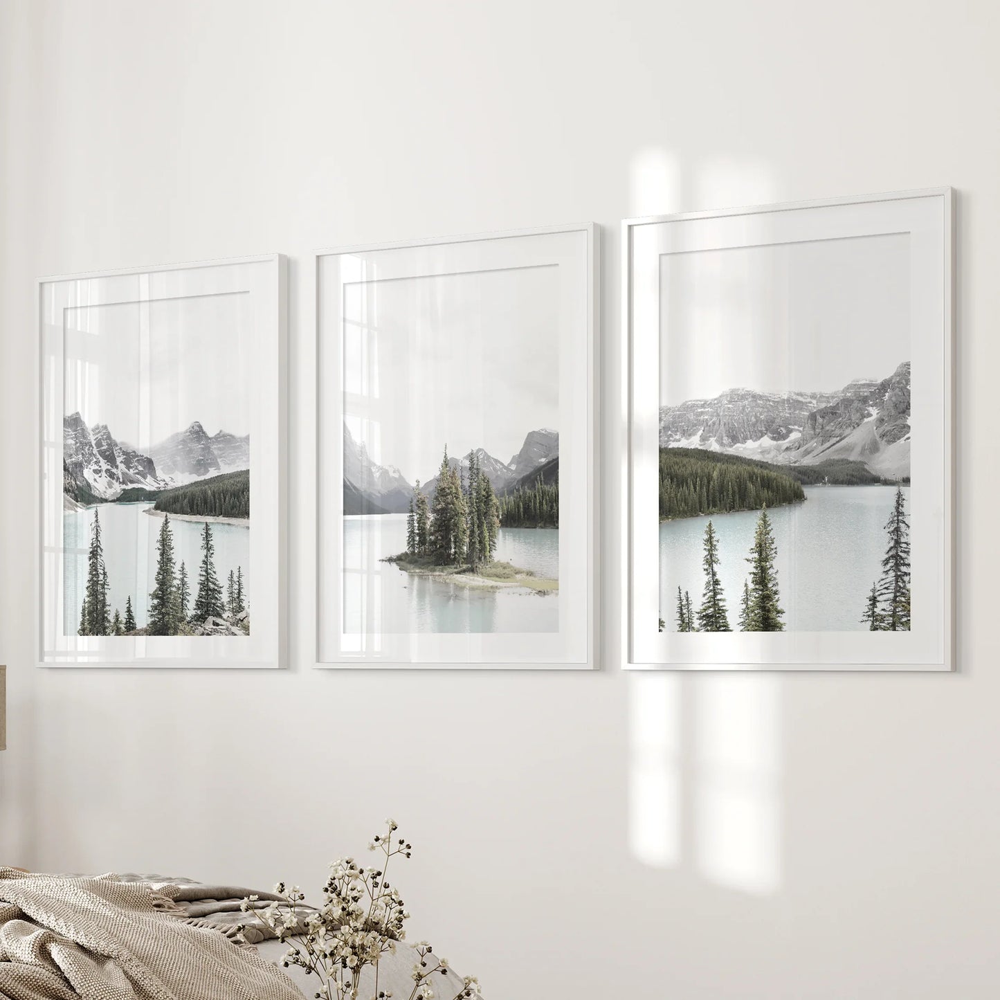 Canada Mountain Lake Wall Art, 3 Piece Nature Print Set