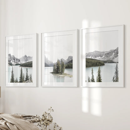 Canada Mountain Lake Wall Art, 3 Piece Nature Print Set