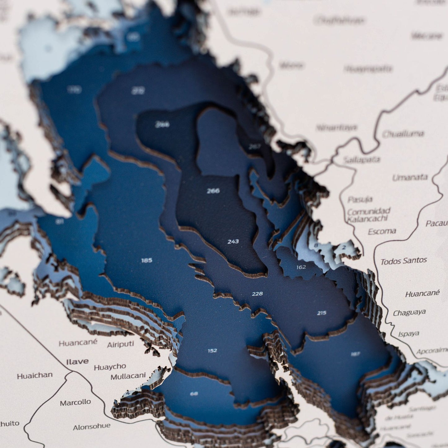 Wooden Lake Titicaca Map Wall Art