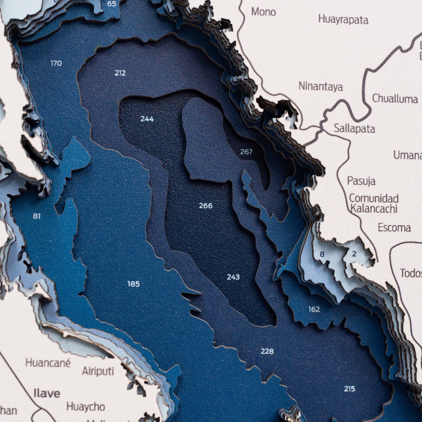 Wooden Lake Titicaca Map Wall Art