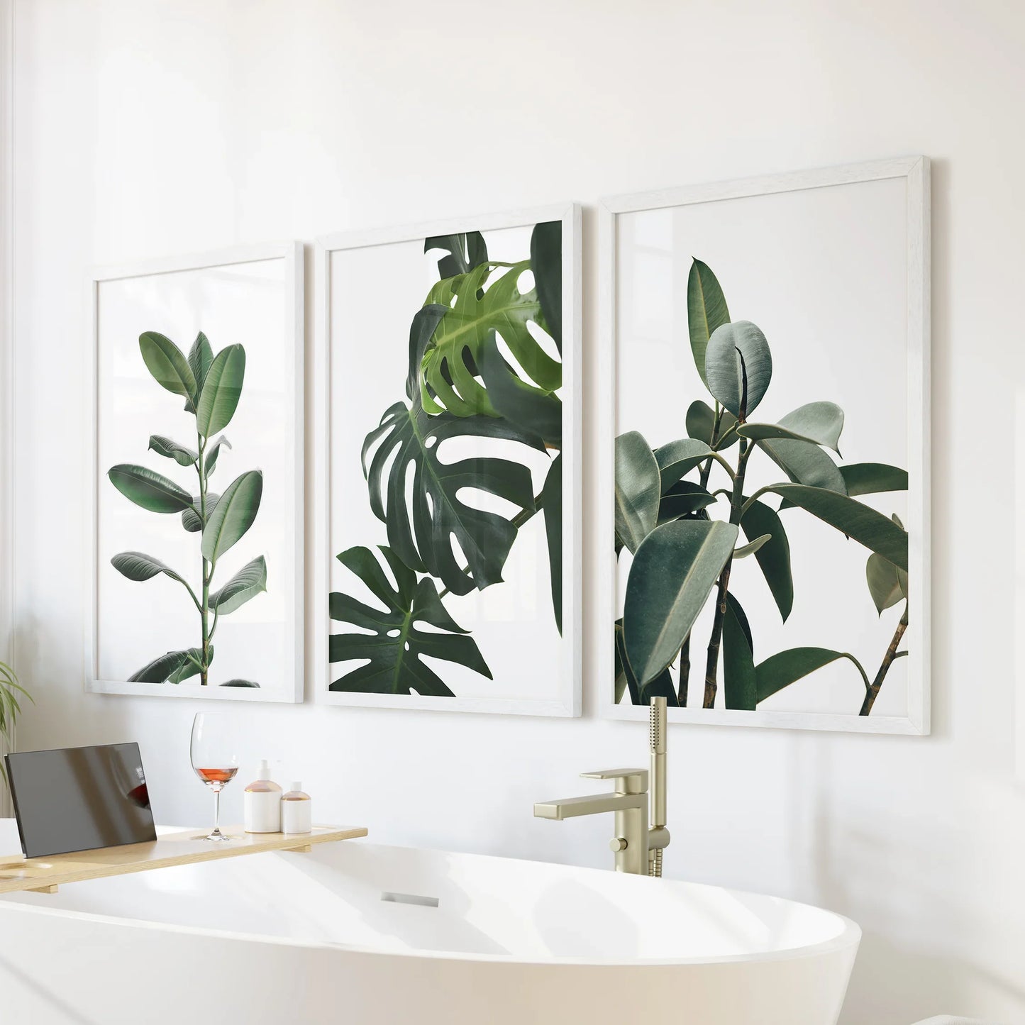 Tropical Botanical Wall Art Set of 3 Monstera Prints