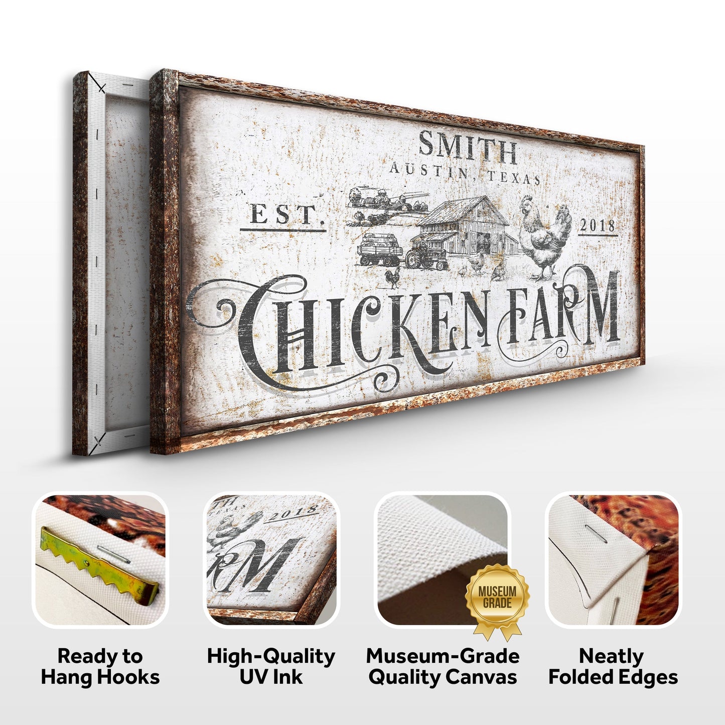 Rustic Vintage Farmhouse Canvas Wall Art IV