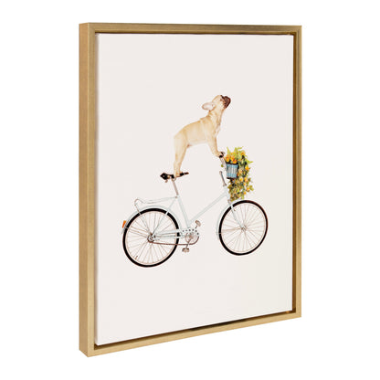 Sylvie Frenchie Bulldog on a Bicycle Framed Canvas by Amy Peterson Art Studio