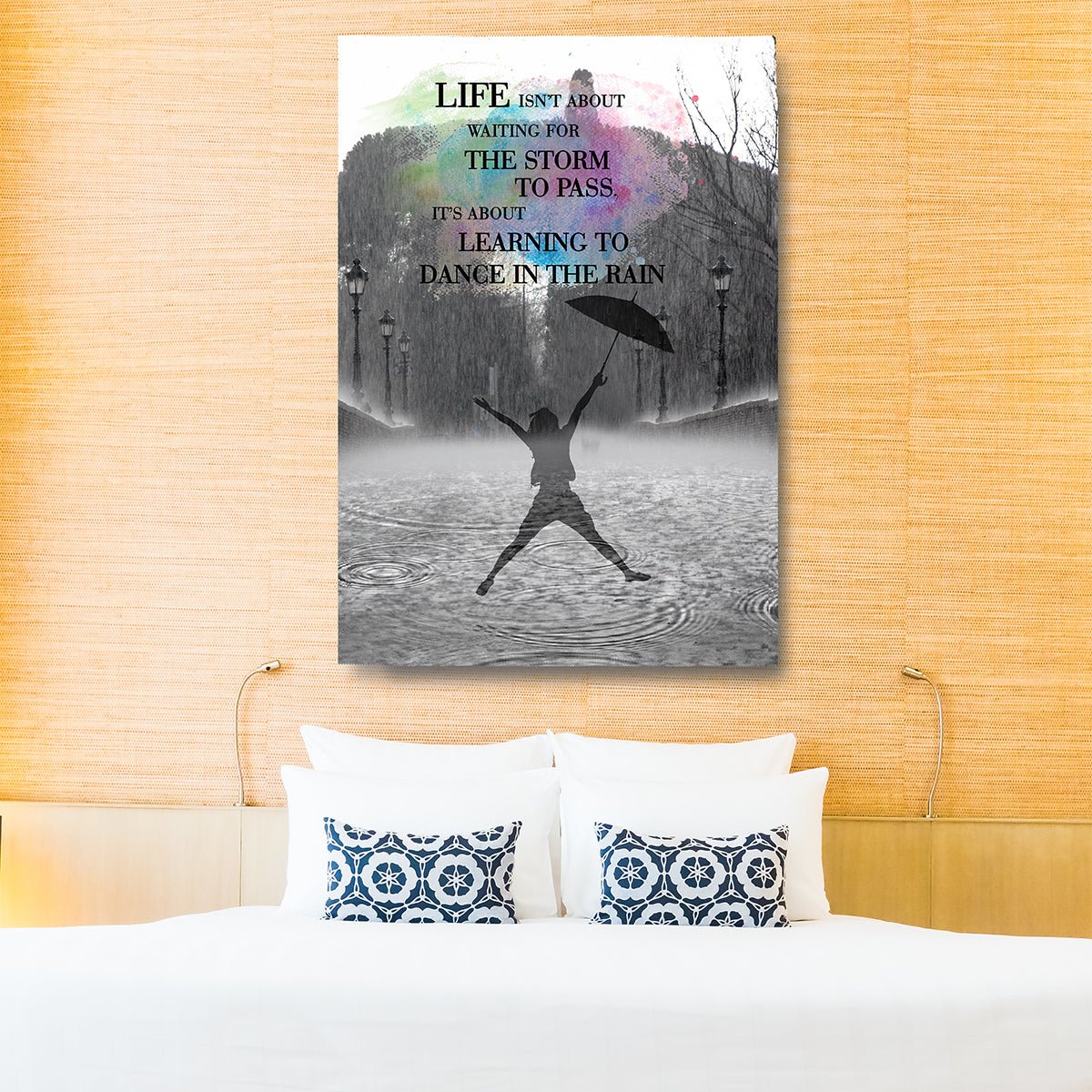 Learning to dance in the rain inspirational canvas wall art