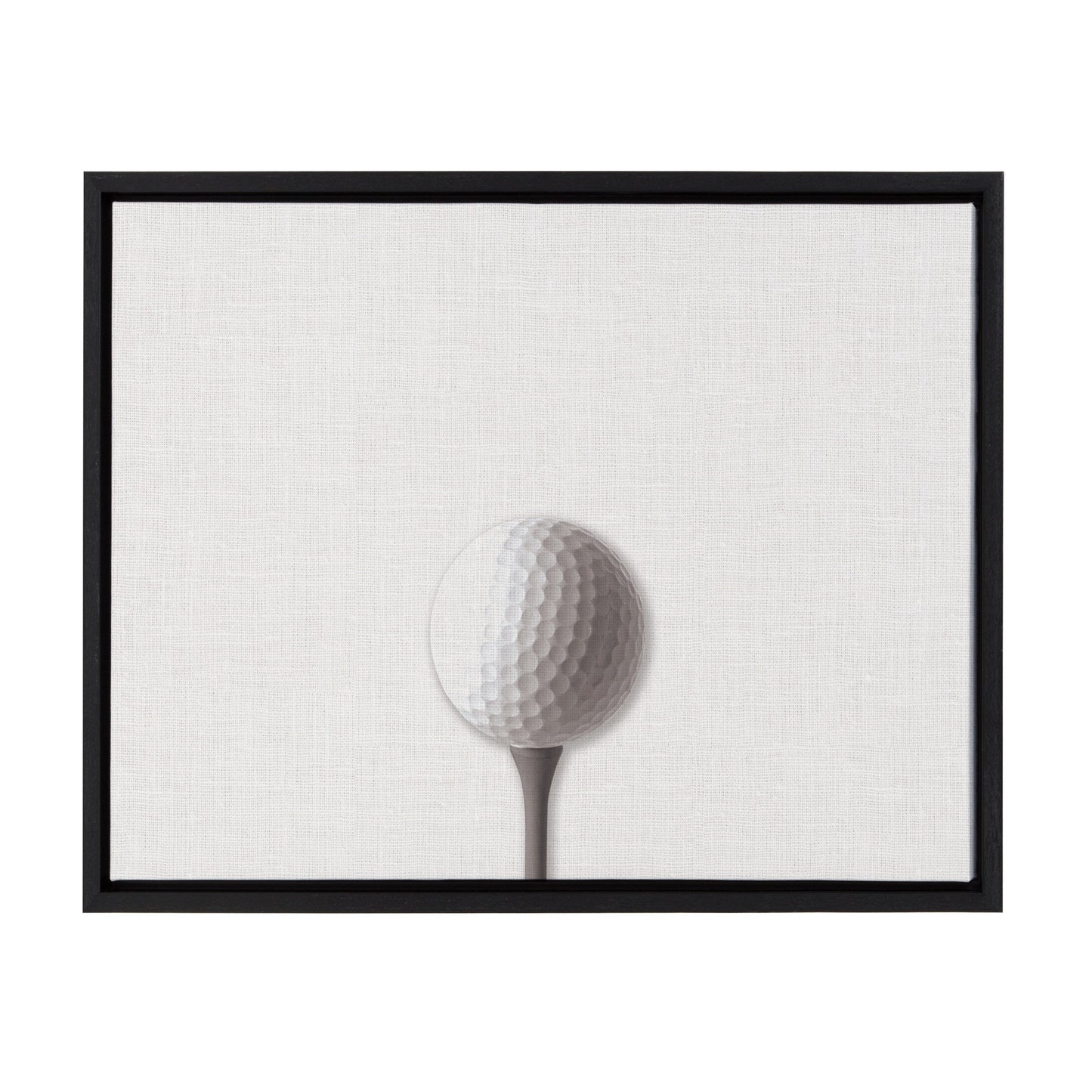Golf ball framed canvas wall art in a black frame, ready to hang