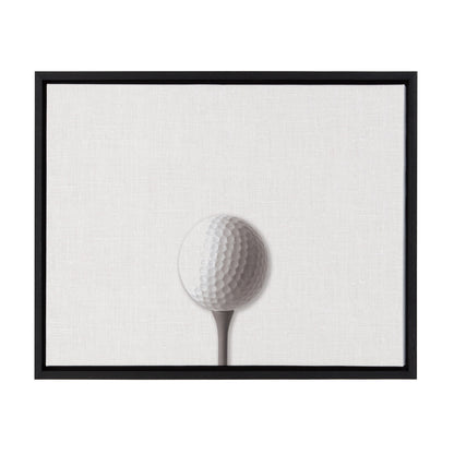 Golf ball framed canvas wall art in a black frame, ready to hang