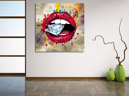 Red Hot Lips Pop Art Canvas Wall Art