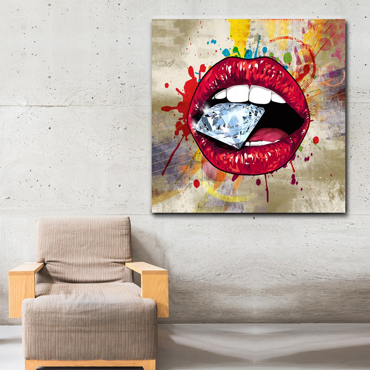 Red Hot Lips Pop Art Canvas Wall Art