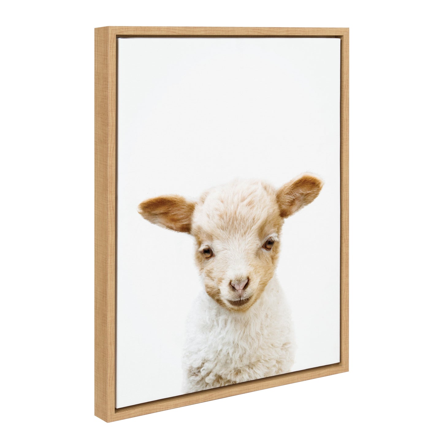 Lamb Portrait Framed Canvas Wall Art, Nursery Farmhouse Decor