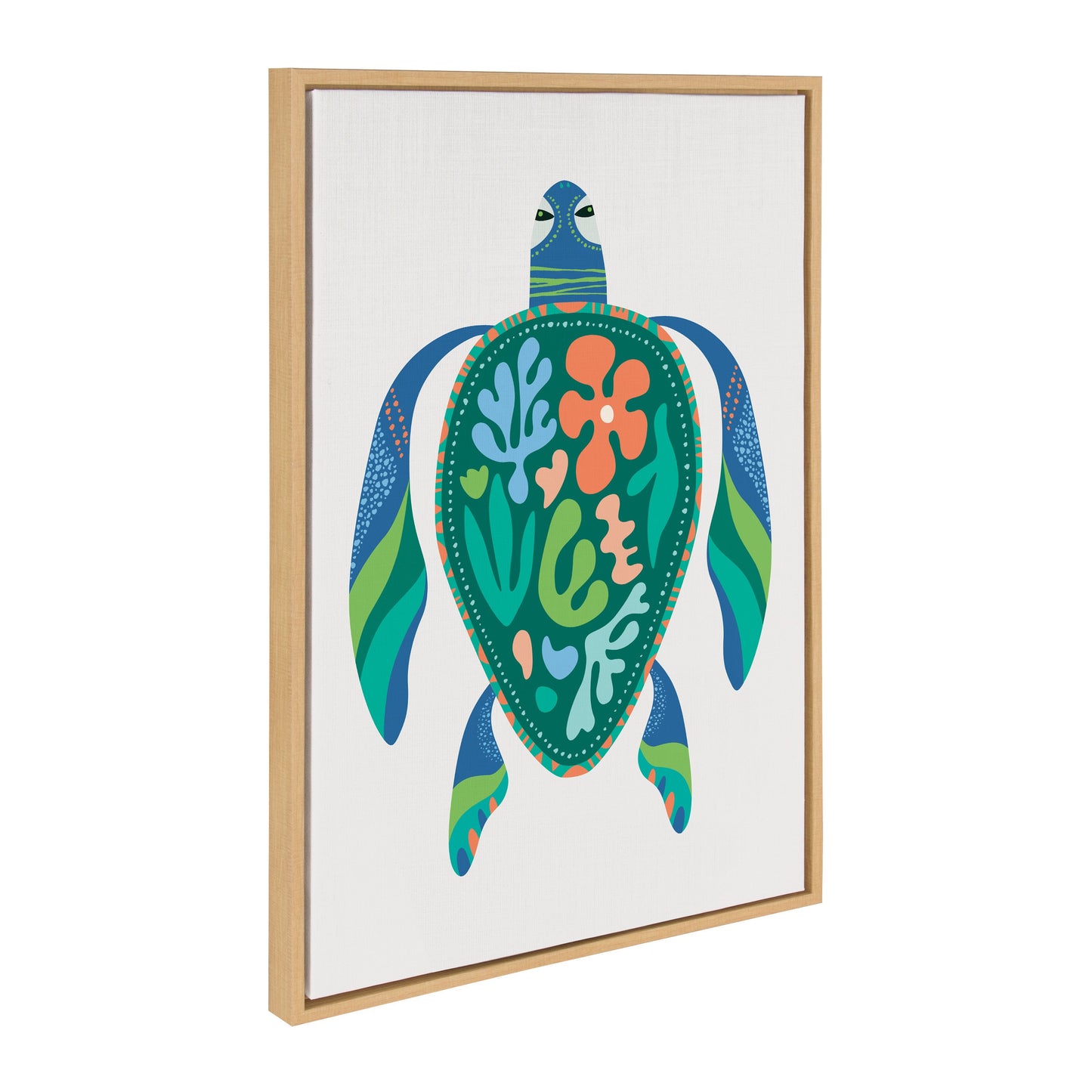 Mid century modern sea turtle framed canvas wall art