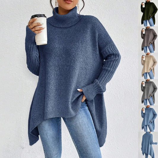 loose fit knit sweater with ribbed sleeves
