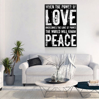 Love Peace Canvas Wall Art, Power Of Love Quote