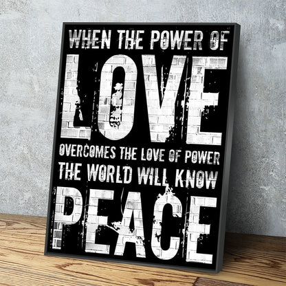 Love Peace Canvas Wall Art, Power Of Love Quote