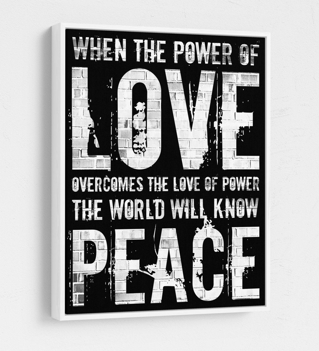 Love Peace canvas wall art with power-of-love quote