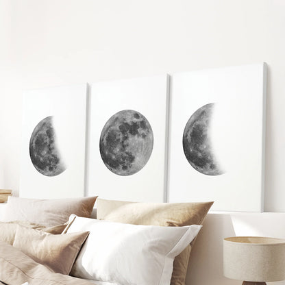 Moon Phases Wall Art Set of 3 (Unframed)