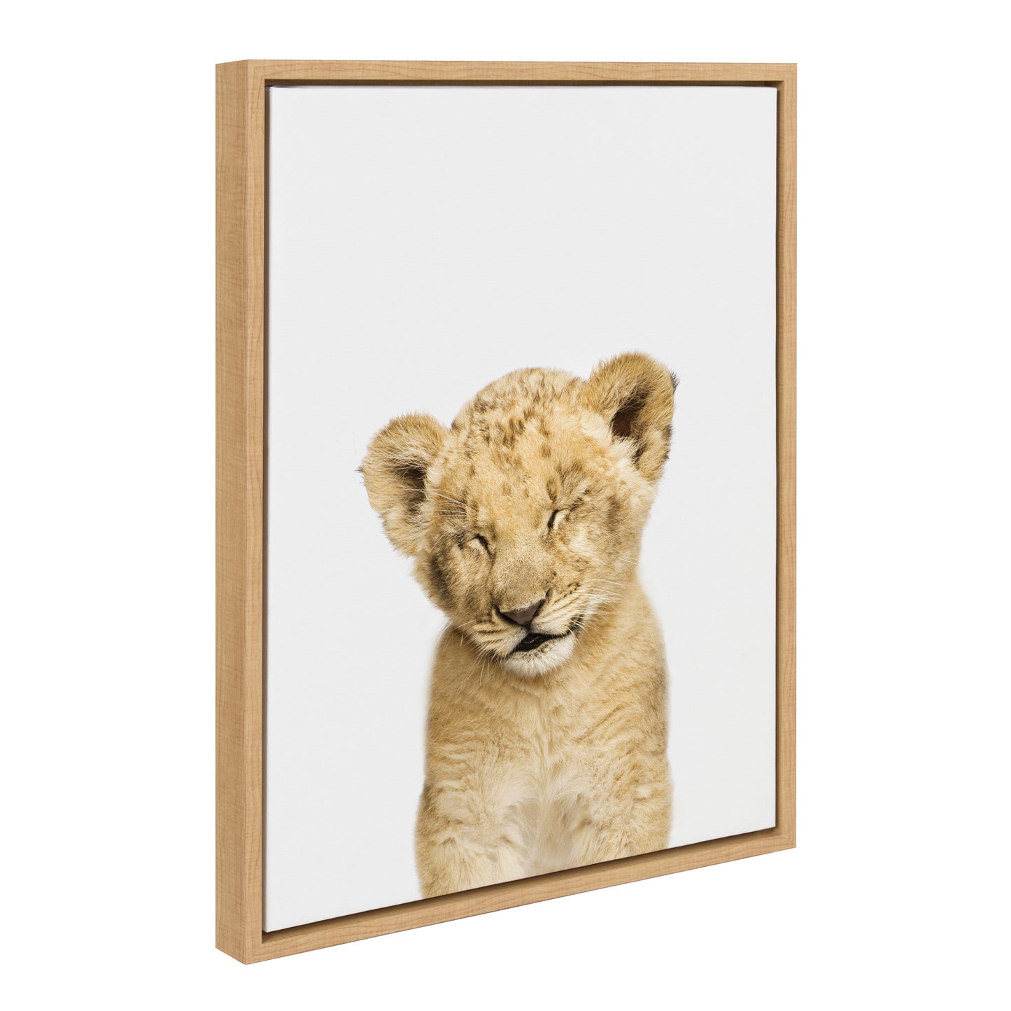 Sleepy Lion Framed Canvas Wall Art, Safari Nursery Decor
