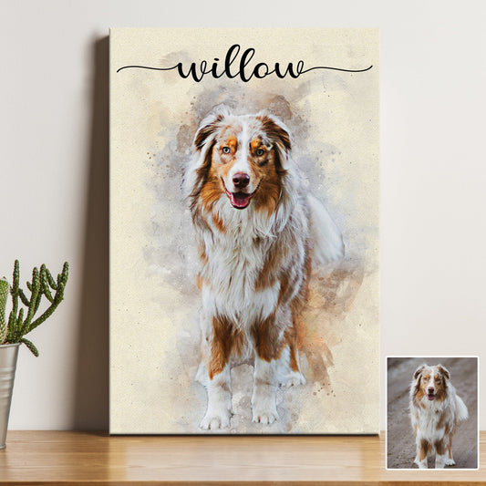 Pet memorial watercolor canvas wall art II — soft color wash pet loss tribute artwork
