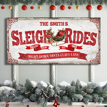 Sleigh rides Christmas sign canvas wall art classic holiday living room decor