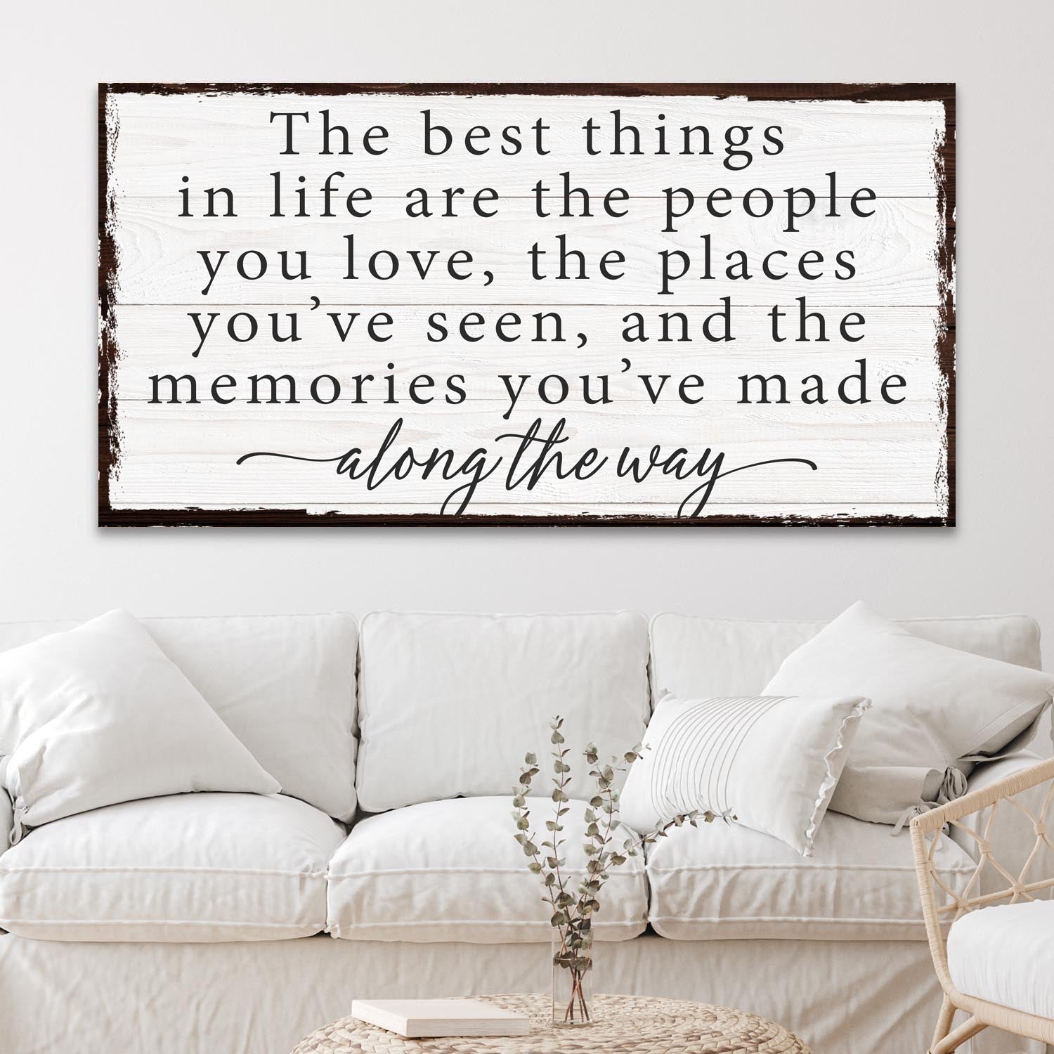 The Best Things in Life canvas wall art sign for entryway or family room