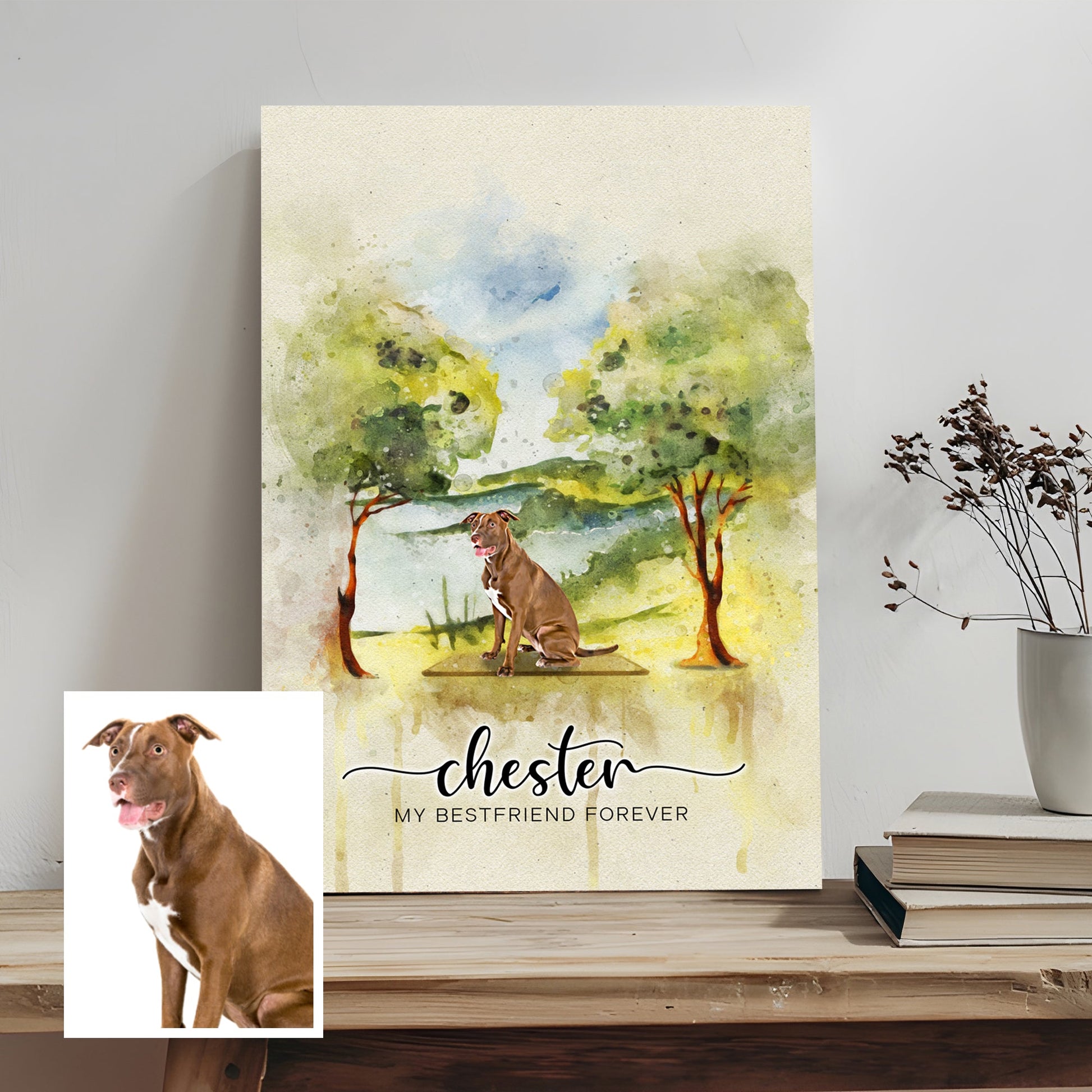 My best friend forever pet memorial watercolor canvas wall art — heartfelt pet loss tribute