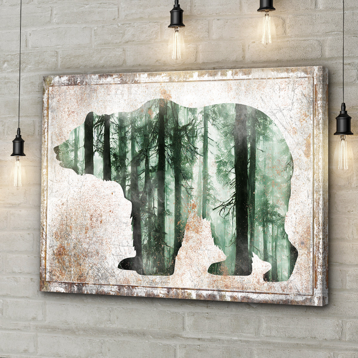 Forest Bear and Birch Canvas Wall Art