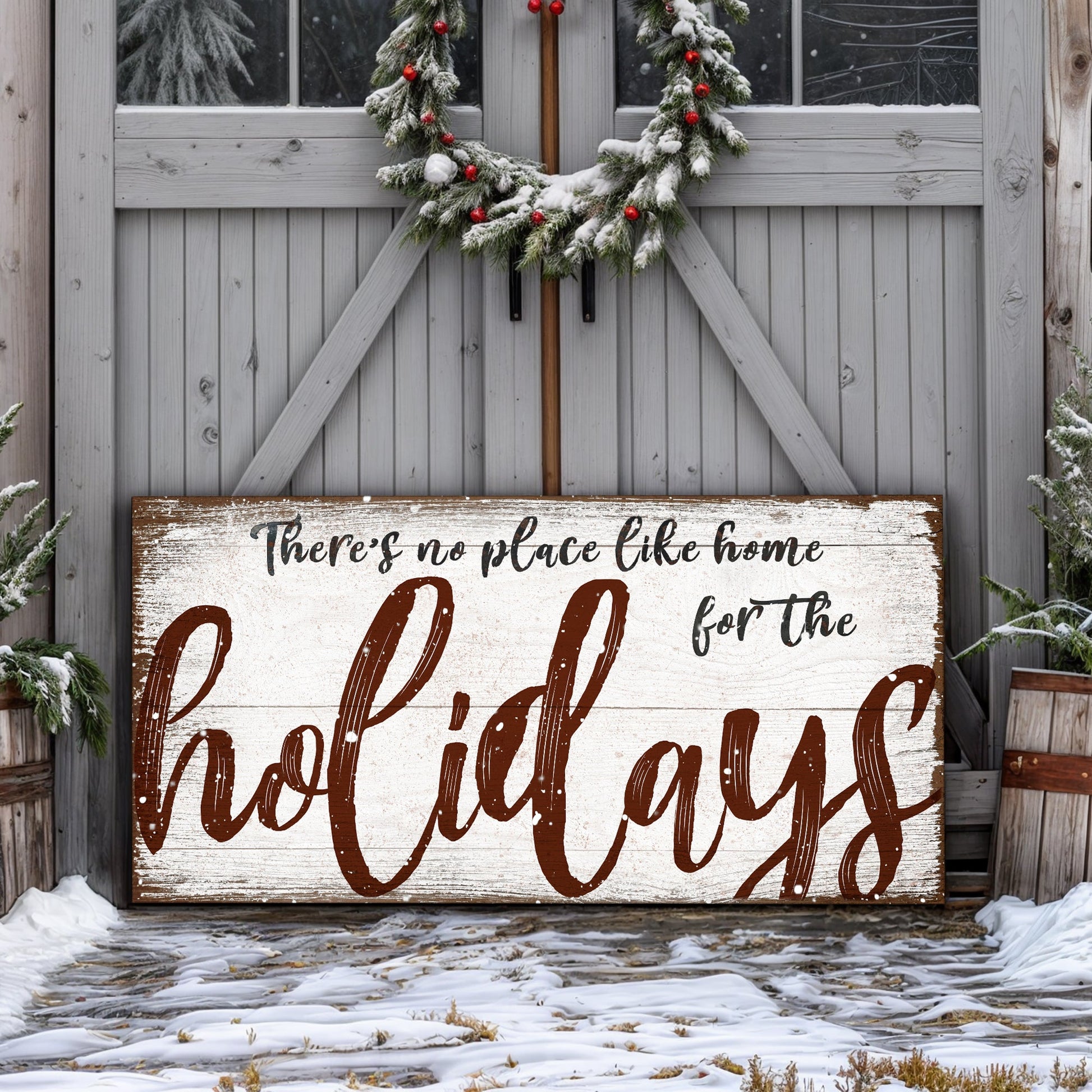 There's No Place Like Home for the Holidays canvas wall art - festive home sentiment sign