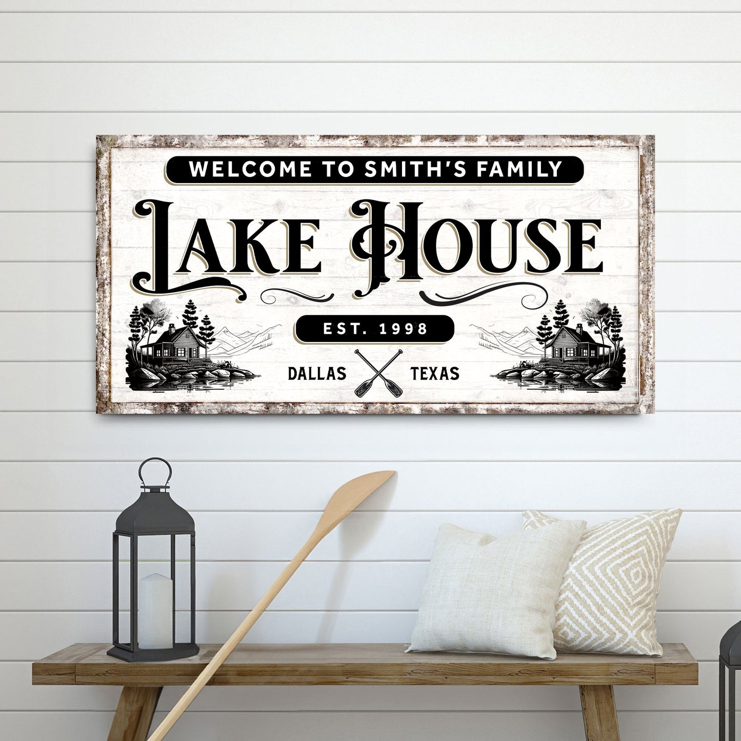 Lake House Canvas Wall Art Sign