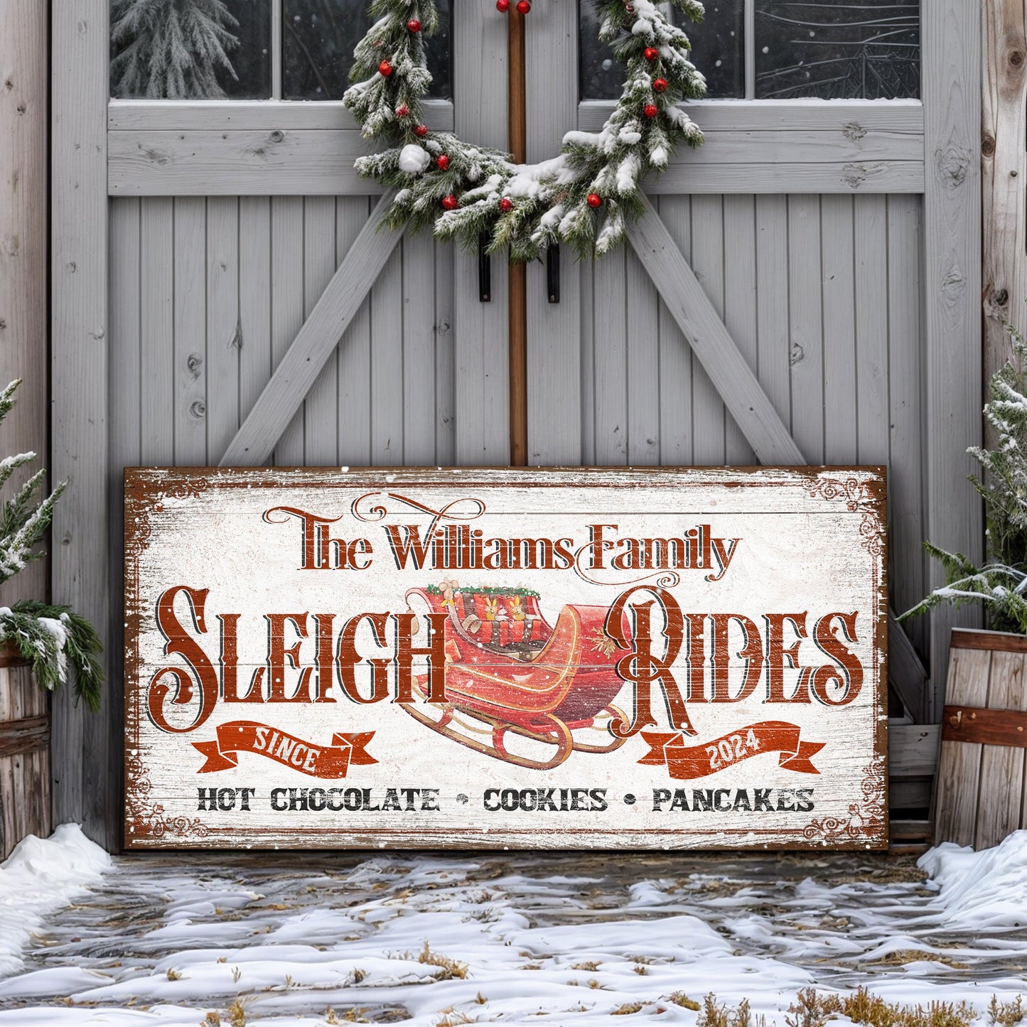 Sleigh Rides Festive Christmas Canvas Wall Art