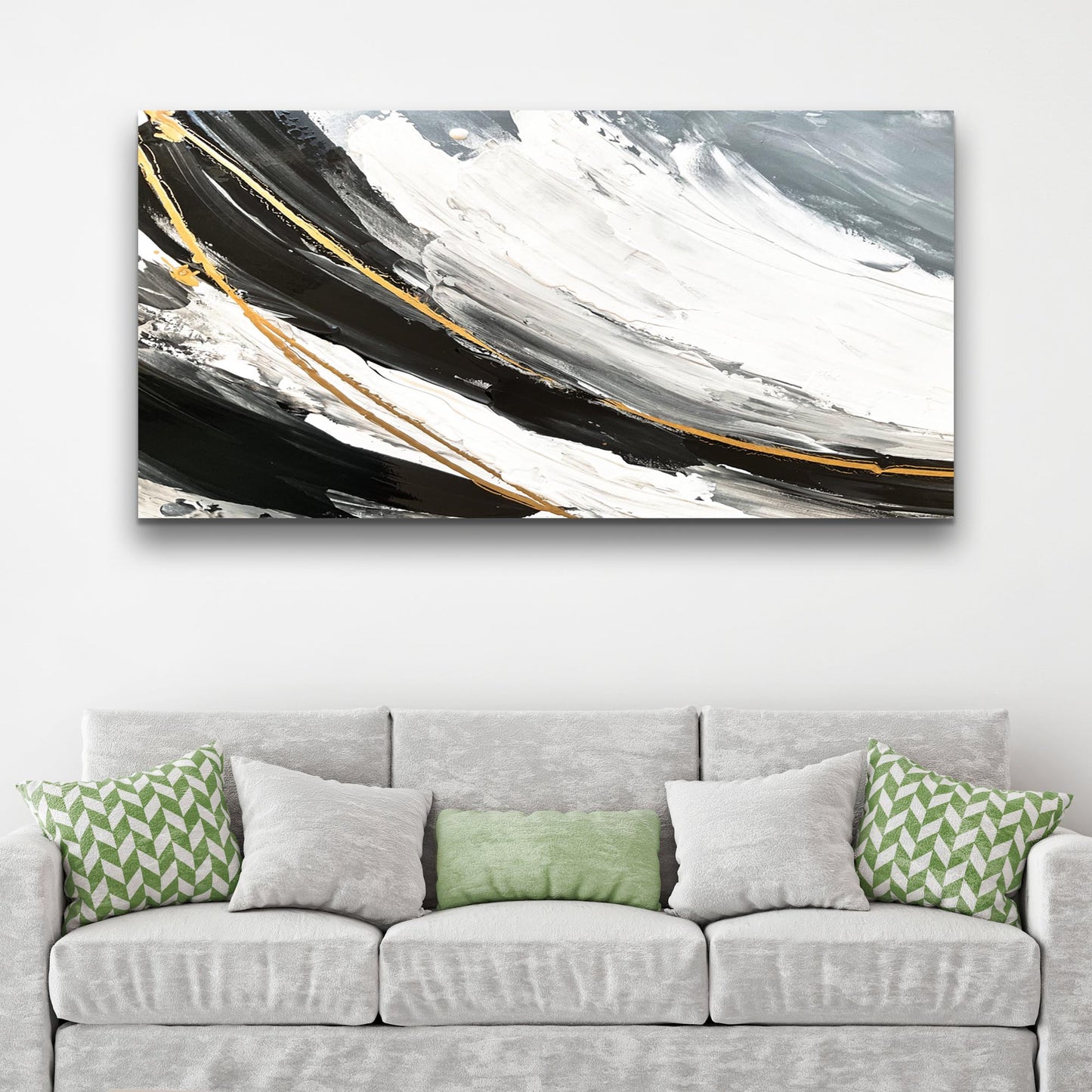 Abstract Shadows Canvas Wall Art — Gold & Black
