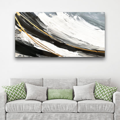 Abstract Shadows Canvas Wall Art — Gold & Black