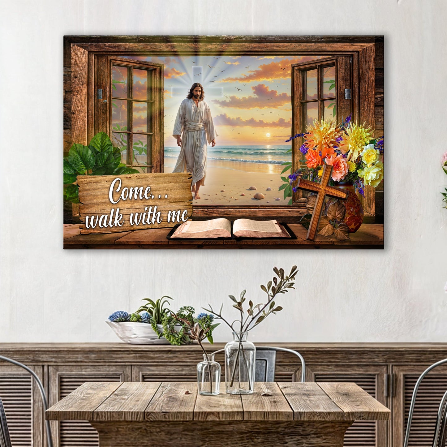 Come Walk With Me Jesus Faith Canvas Sign