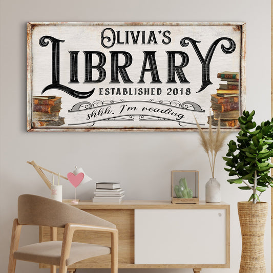 Shhh I'm Reading Library Canvas Sign