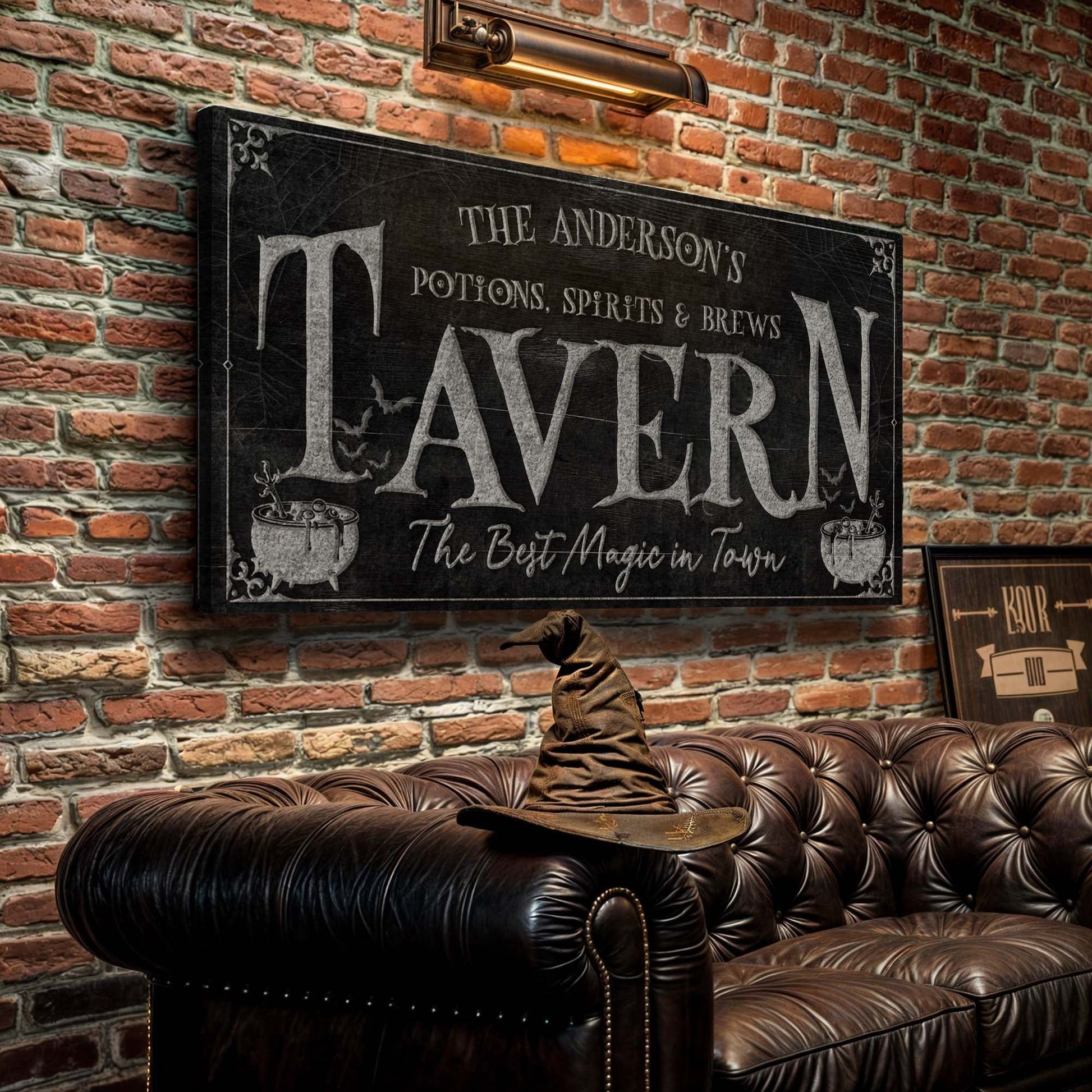 Potions spirits and brews tavern Halloween canvas wall art — spooky atmospheric decor