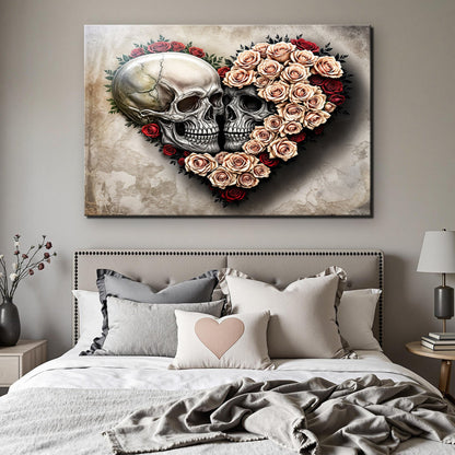 Skull and Flowers Canvas Wall Art