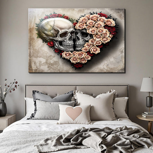 Skull and Flowers Canvas Wall Art