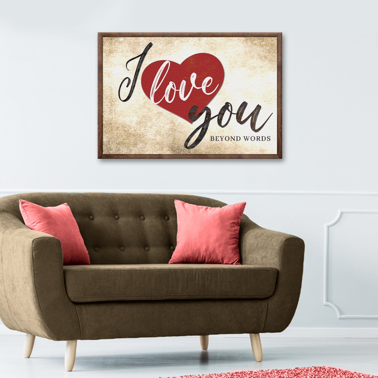 Valentine Beyond Words romantic canvas wall art sign - love sentiment decor