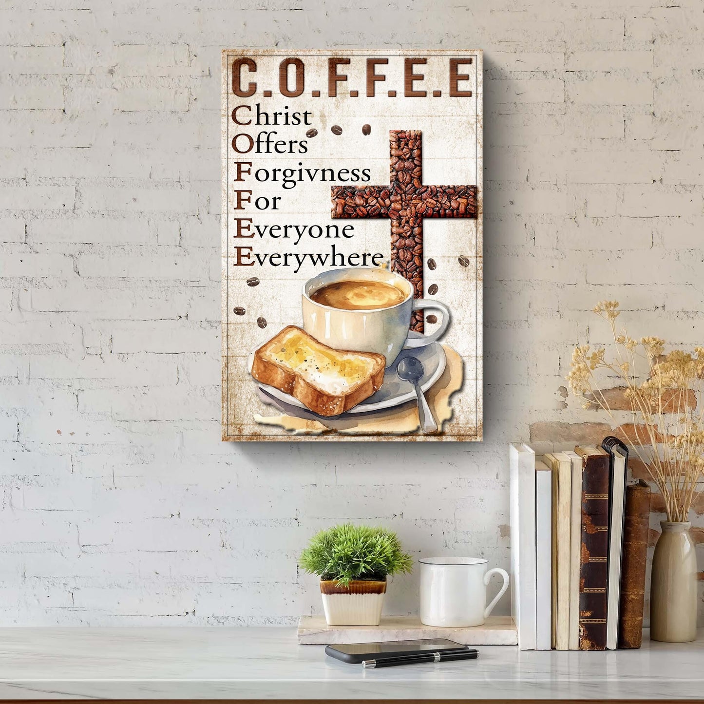 Christ and Coffee IV Faith Sign Canvas Wall Art