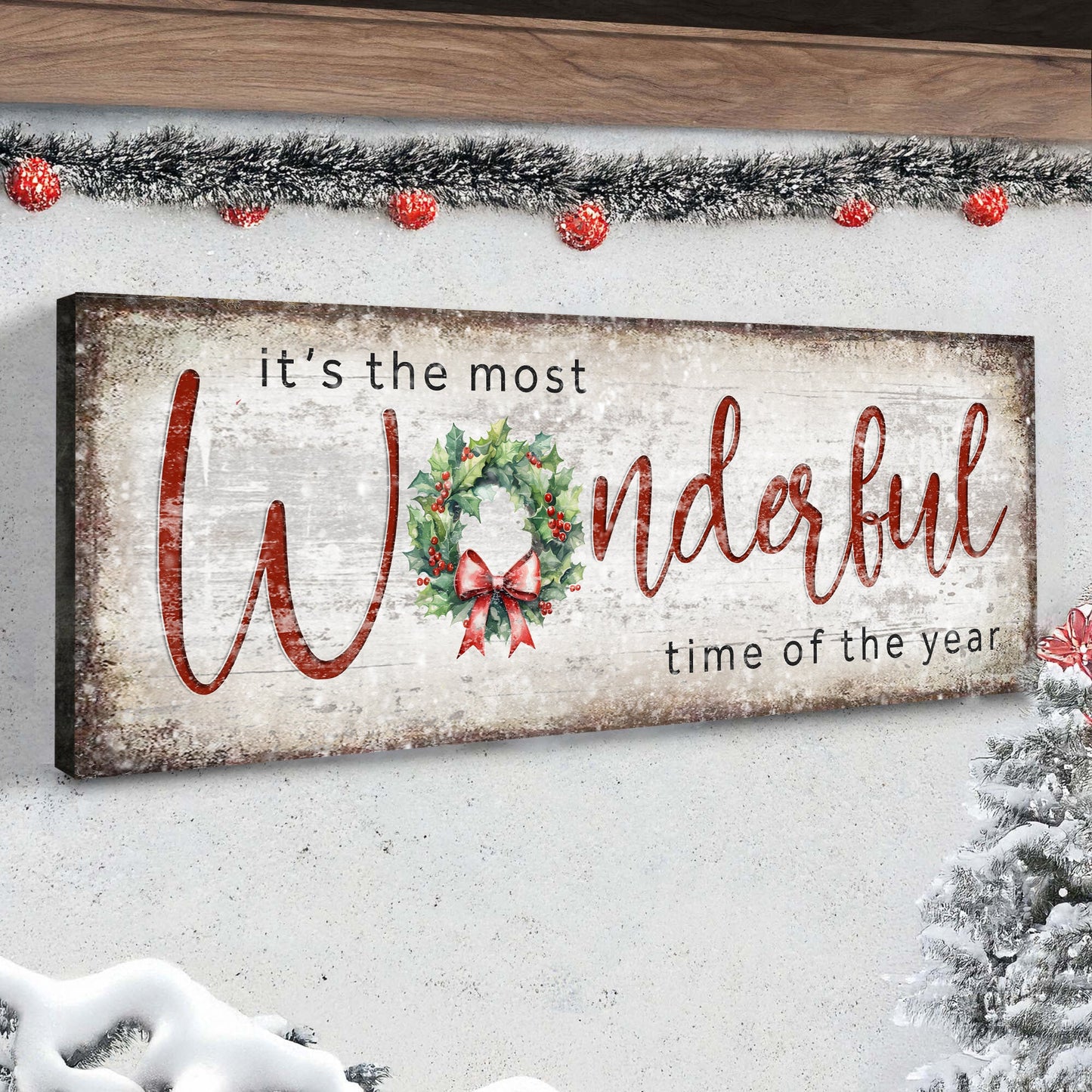 Festive Christmas Quote Canvas Wall Art Sign