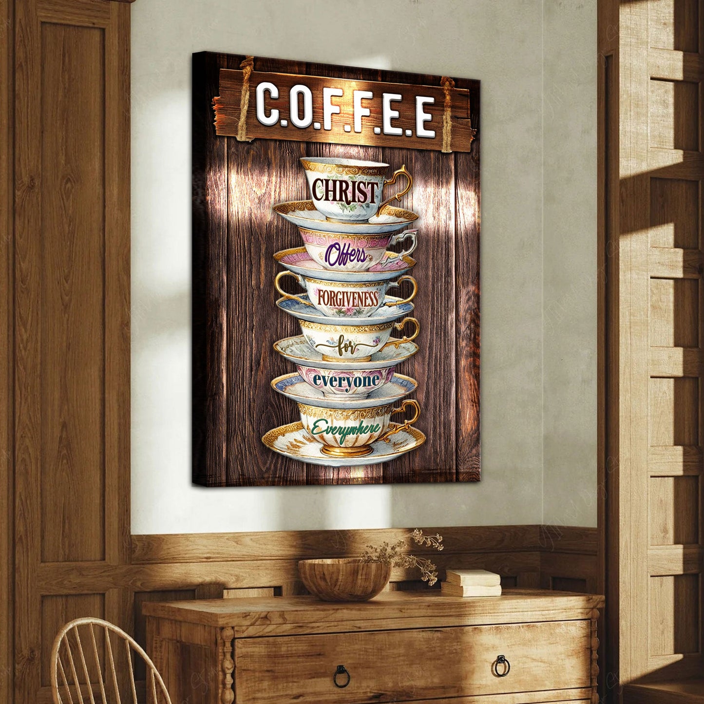 C.O.F.F.E.E Faith Sign Canvas Wall Art VIII