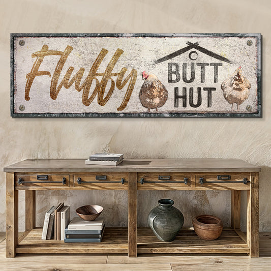 Fluffy Butt Hut chicken coop canvas sign style B, farmhouse decor, gallery-wrapped
