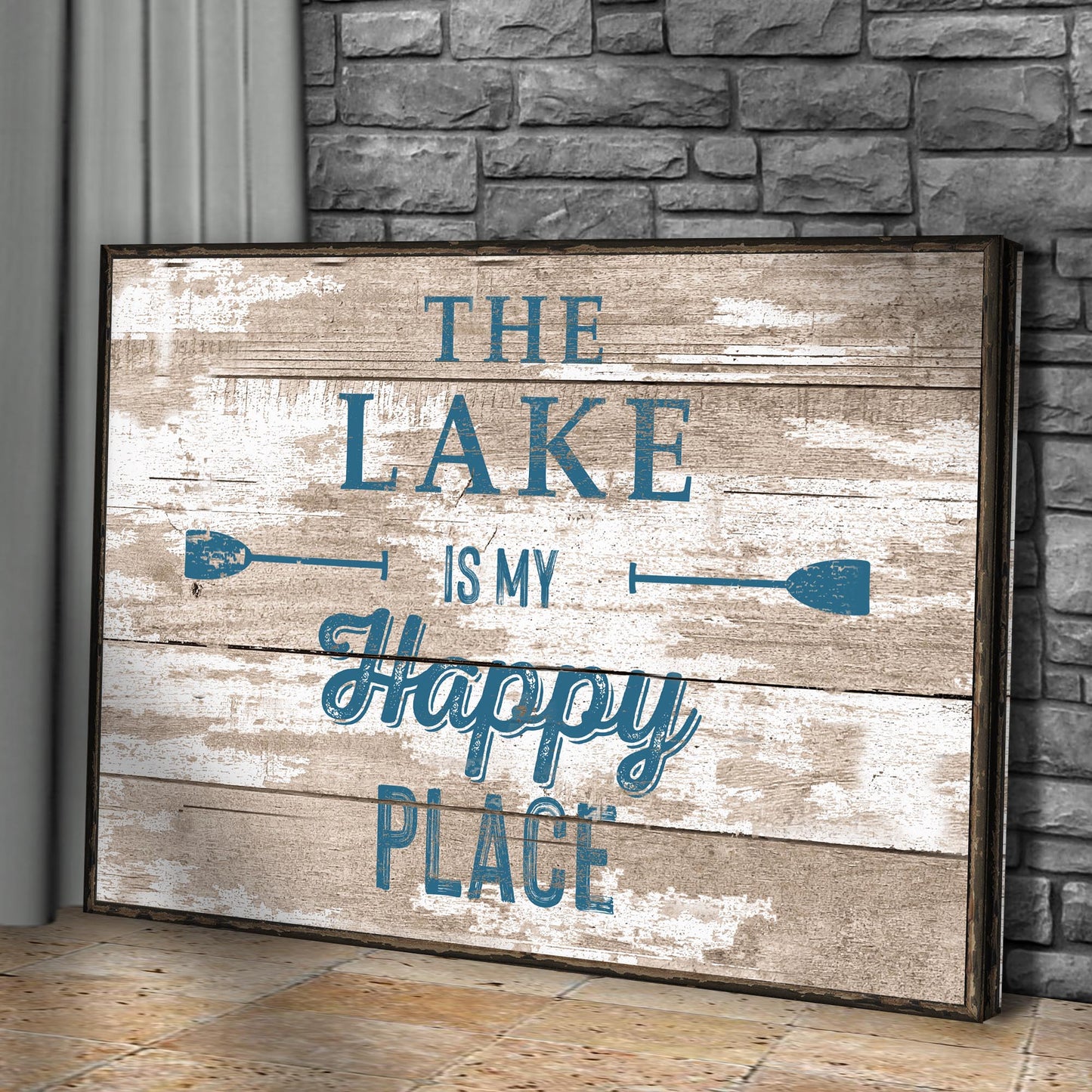 The Lake Is My Happy Place Canvas Sign III